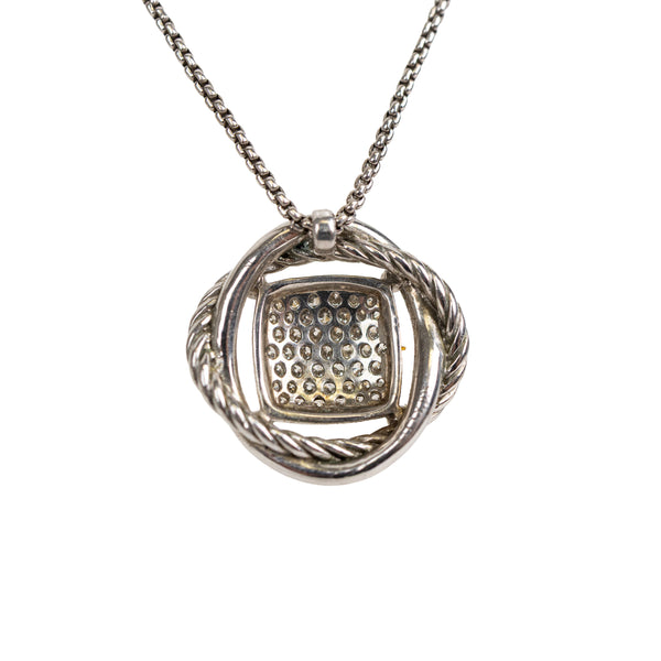 David Yurman White Gold Pavé Diamond Infinity Pendant Necklace
