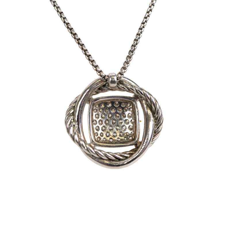 David Yurman White Gold Pavé Diamond Infinity Pendant Necklace