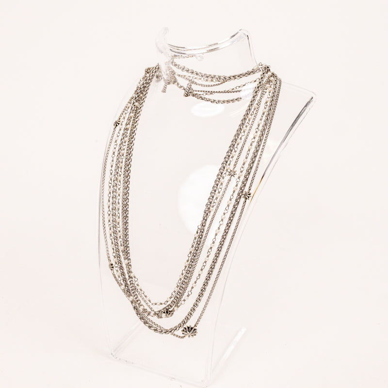 David Yurman Silver Starburst Pearl Multistrand Toggle Necklace