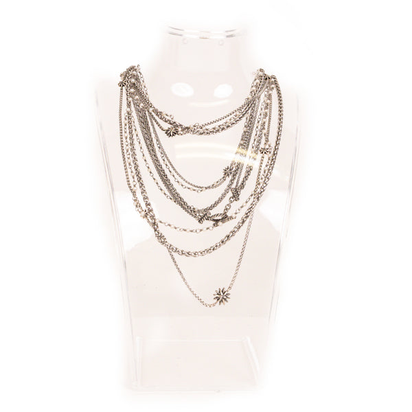 David Yurman Silver Starburst Pearl Multistrand Toggle Necklace