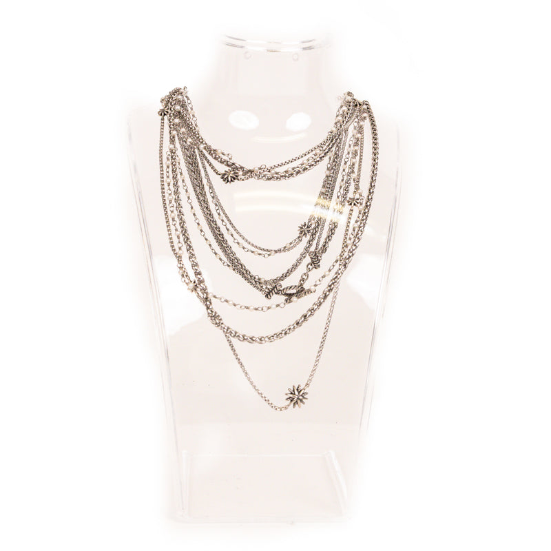 David Yurman Silver Starburst Pearl Multistrand Toggle Necklace