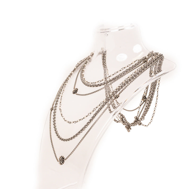 David Yurman Silver Starburst Pearl Multistrand Toggle Necklace