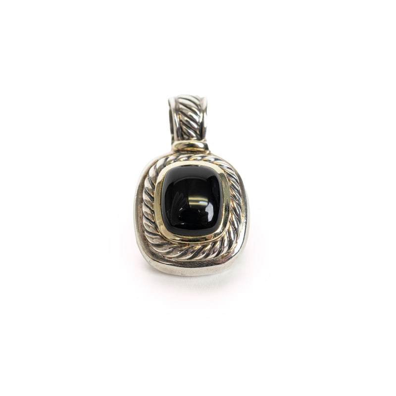 David Yurman Sterling Silver 14K Gold Onyx Pendant