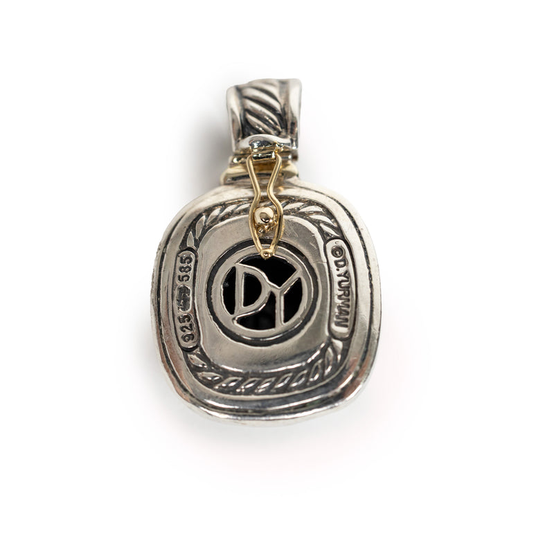 David Yurman Sterling Silver 14K Gold Onyx Pendant