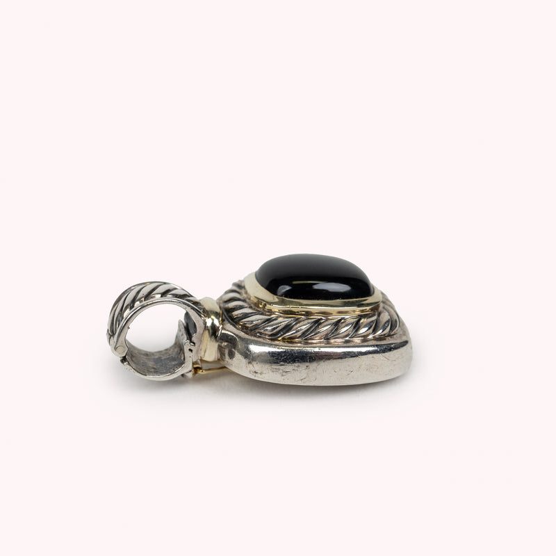 David Yurman Sterling Silver 14K Gold Onyx Pendant