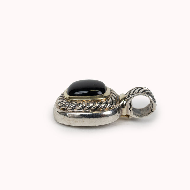 David Yurman Sterling Silver 14K Gold Onyx Pendant