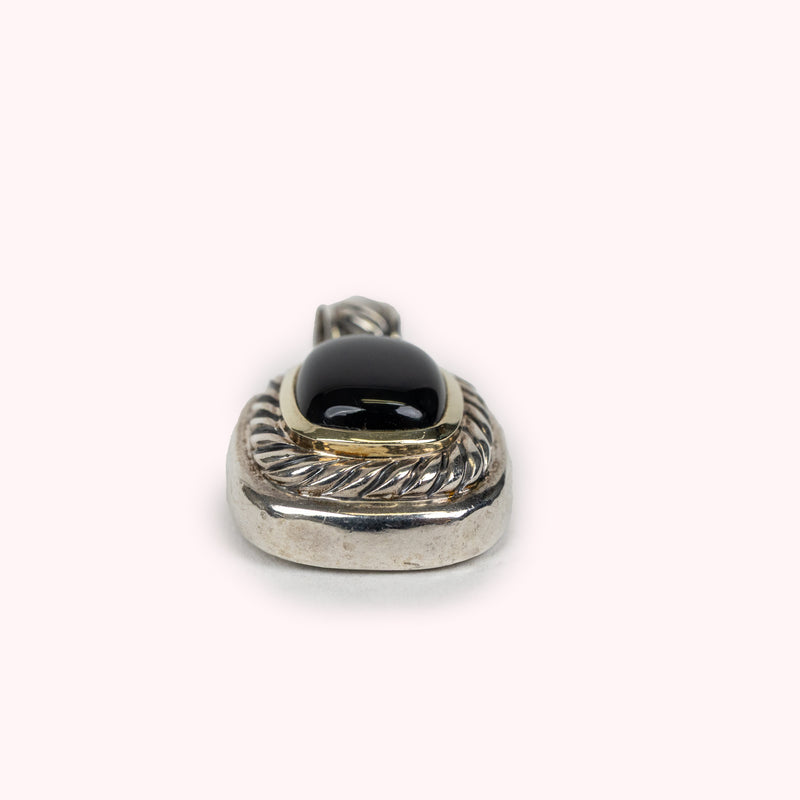 David Yurman Sterling Silver 14K Gold Onyx Pendant