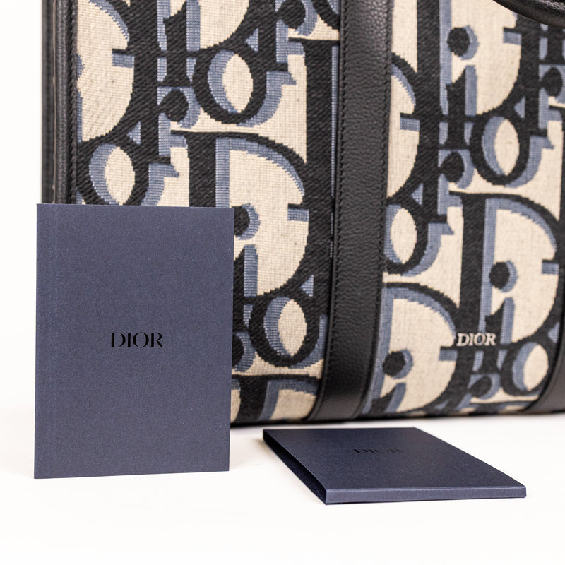 Dior Blue Oblique Monogram East West Tote