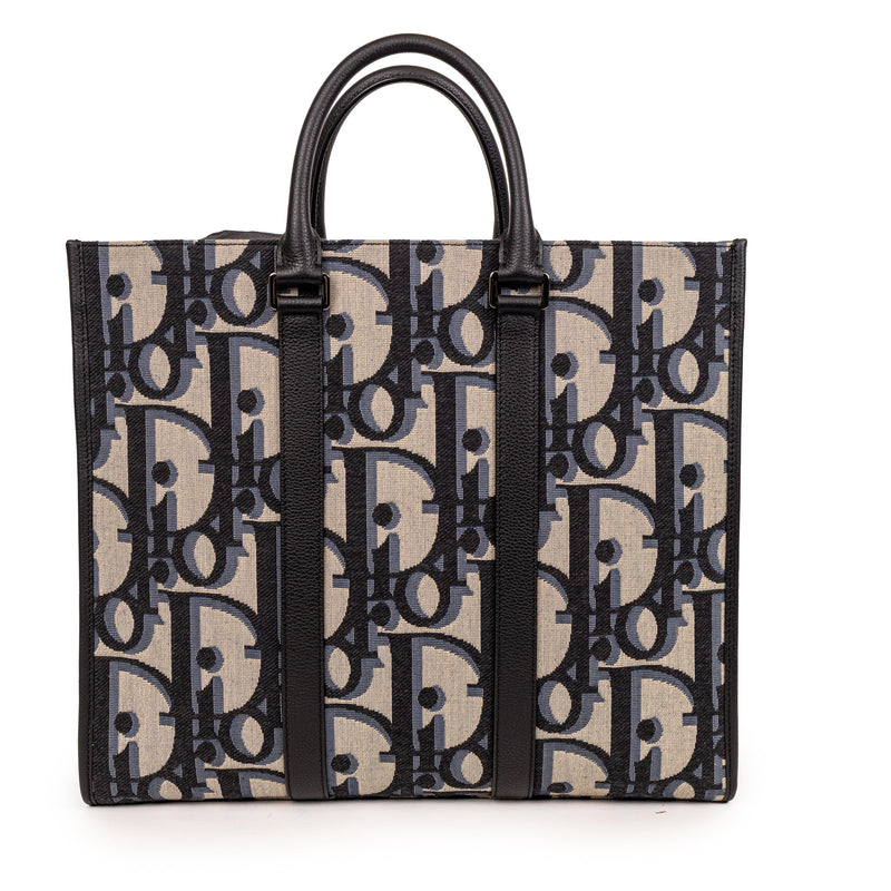 Dior Blue Oblique Monogram East West Tote
