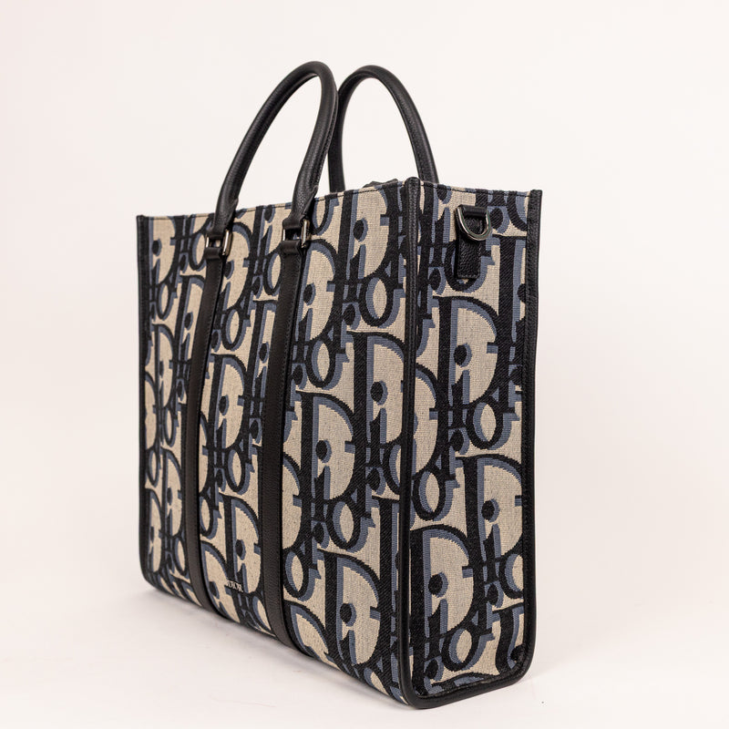 Dior Blue Oblique Monogram East West Tote