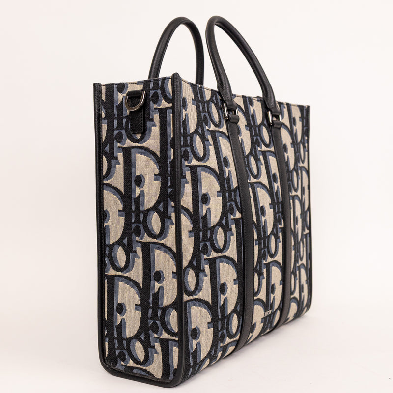 Dior Blue Oblique Monogram East West Tote