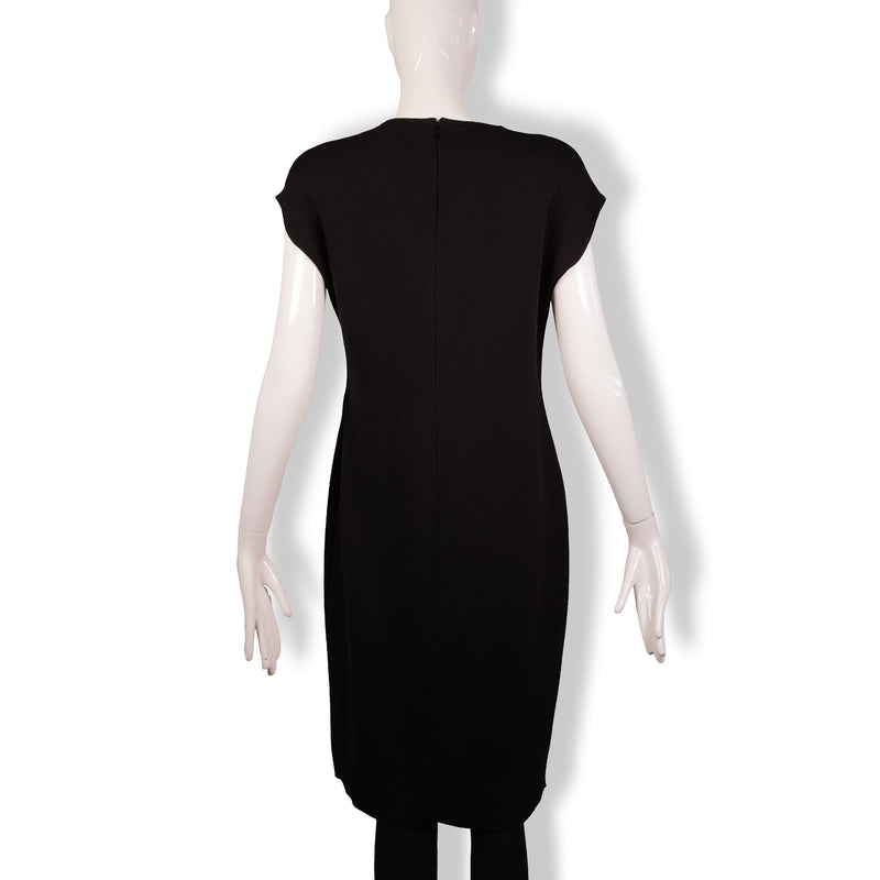 Fendi Black Gray Wool Printed Dress Size 46