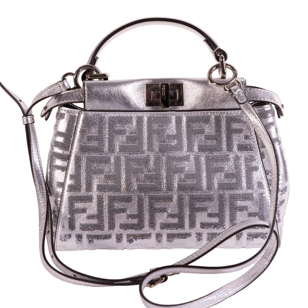 Fendi Silver Sequin FF Peekaboo Small Bag – On Que Style