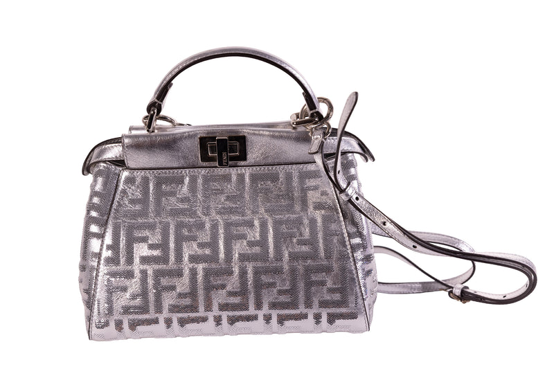 Fendi Silver Sequin FF Peekaboo Small Bag – On Que Style