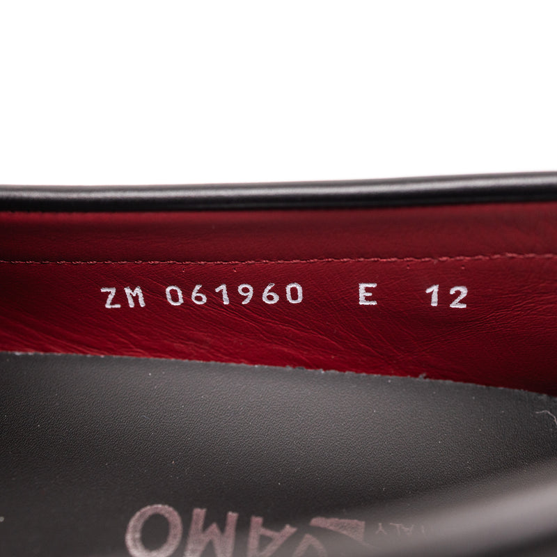 Salvatore Ferragamo Gray Black Logo Drivers Leather Men’s Shoes 12