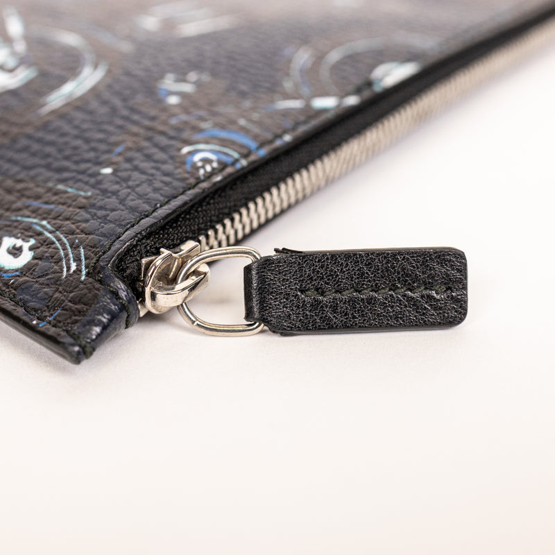 Salvatore Ferragamo Black Printed Motorcycle Pouch