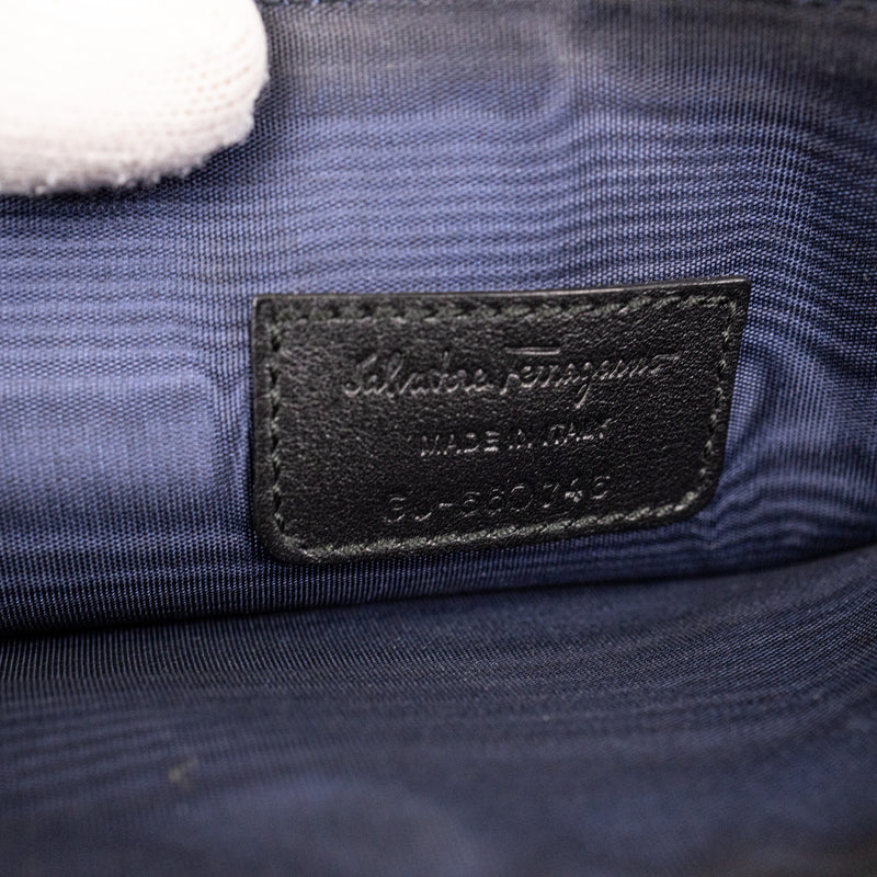 Salvatore Ferragamo Black Printed Motorcycle Pouch