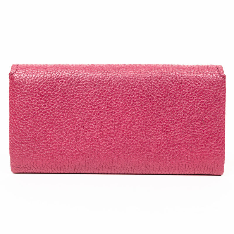Ferragamo Pink Leather Long Wallet Gold Hardware