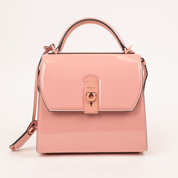 Salvatore Ferragamo Boxy Patent Pink Bag