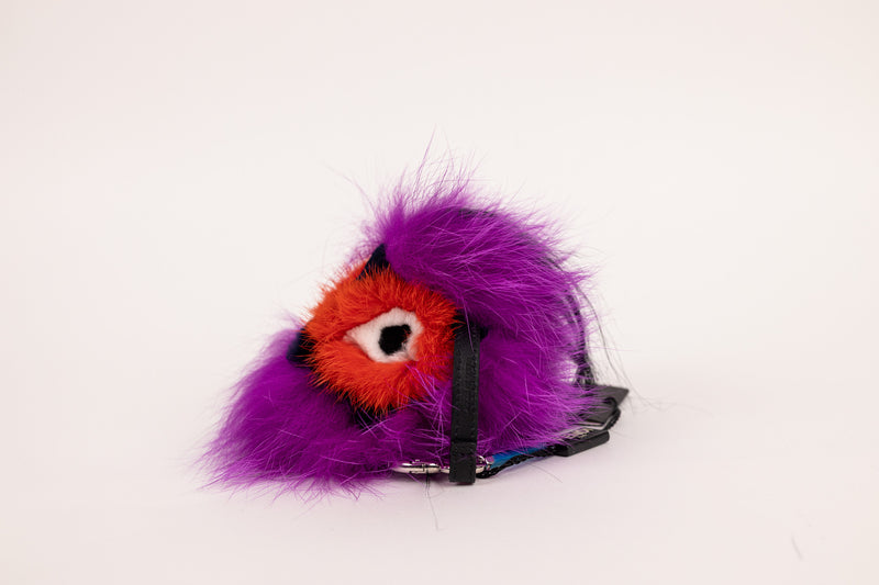 Fendi Purple and Orange Occhi Goccia Fur Bag Charm