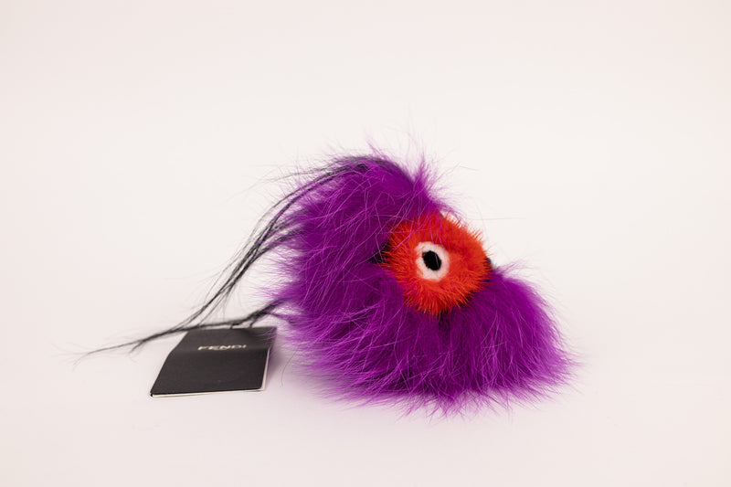 Fendi Purple and Orange Occhi Goccia Fur Bag Charm