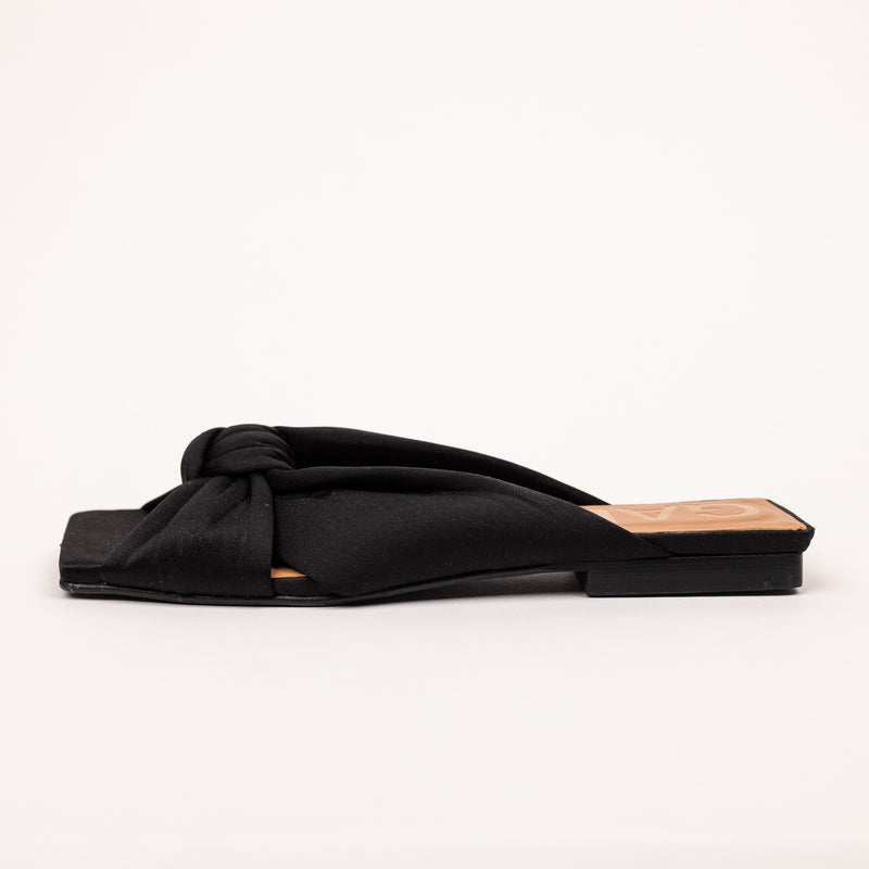 Ganni Black Satin Tie Flats