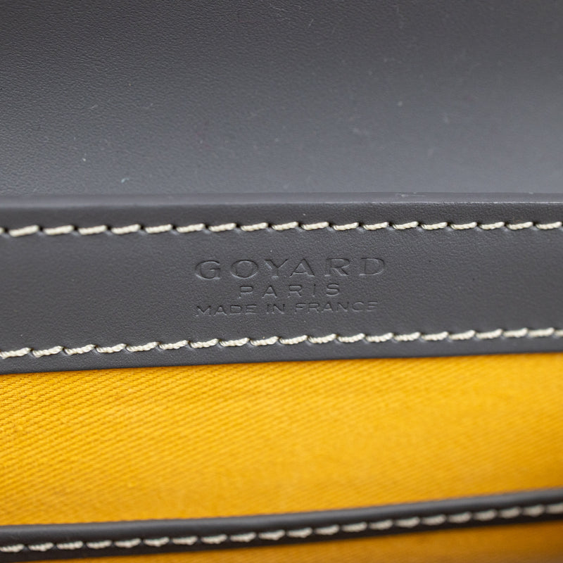 Goyard Gray Goyardine Saigon PM Top Handle with Wood Accents