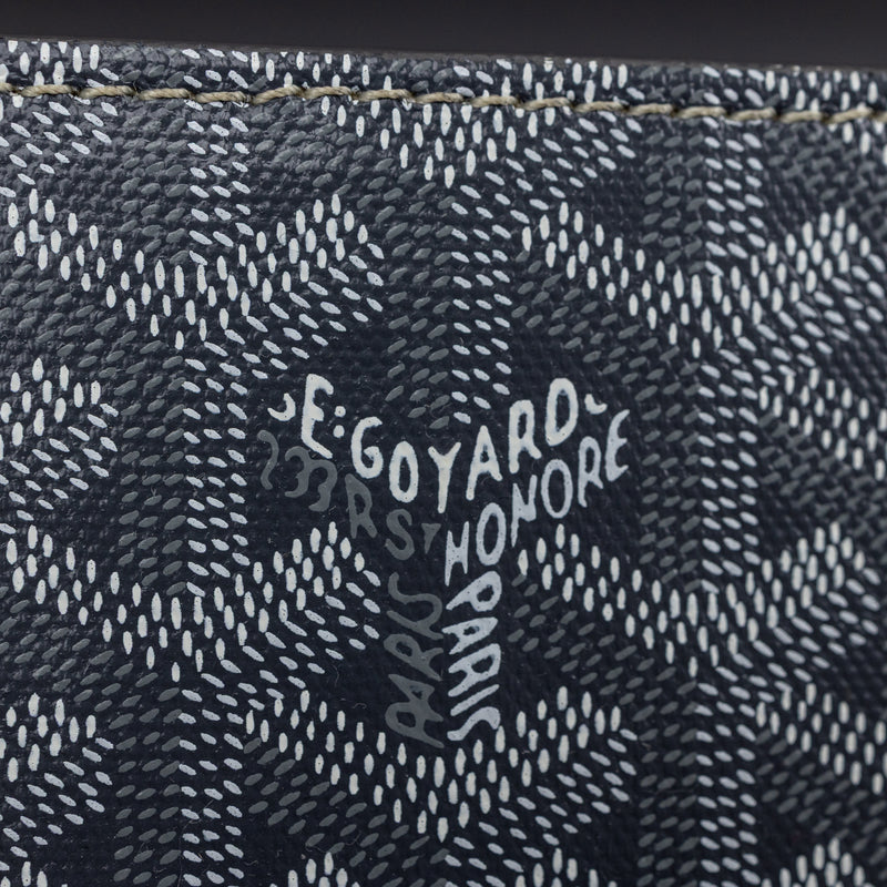 Goyard Gray Goyardine Saigon PM Top Handle with Wood Accents