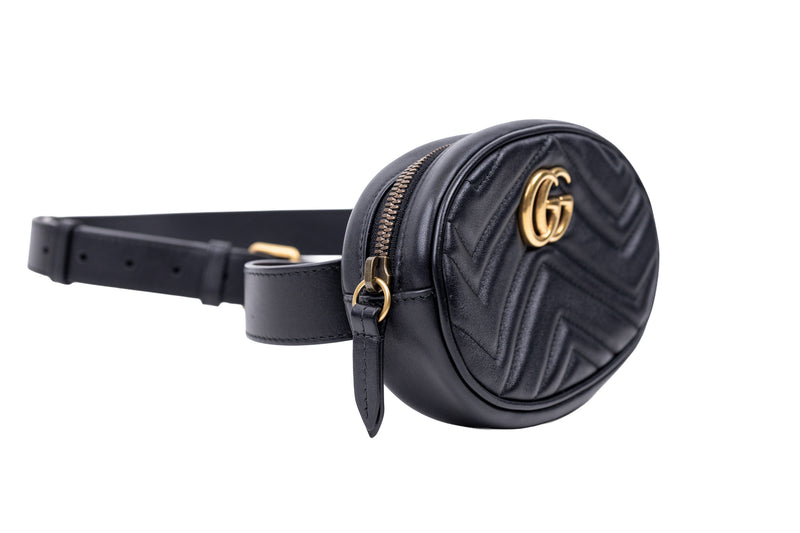 Gucci GG Marmont Belt Bag Black Matelasse\' Chevron Leather s-l400.jpg main image 2