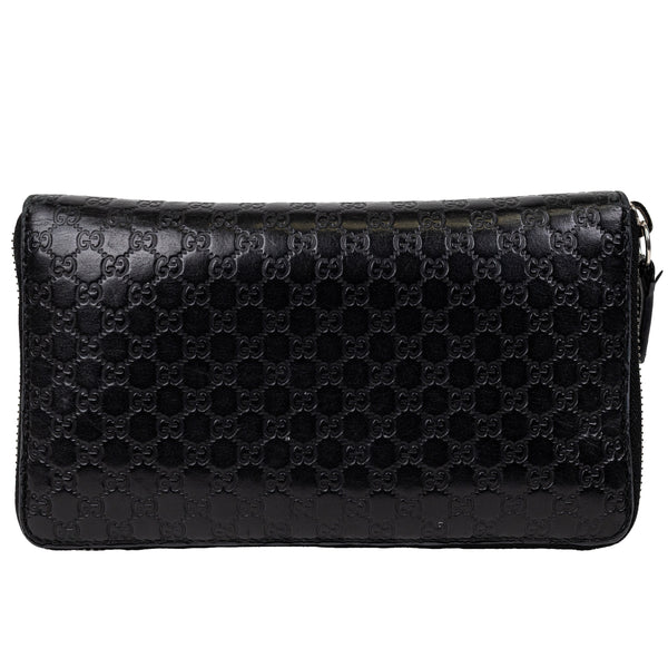 Gucci Guccissima Black Mini GG Logo Zip Around Wallet