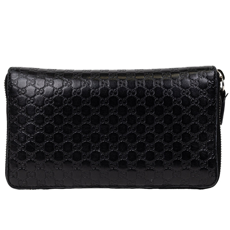 Gucci Guccissima Black Mini GG Logo Zip Around Wallet