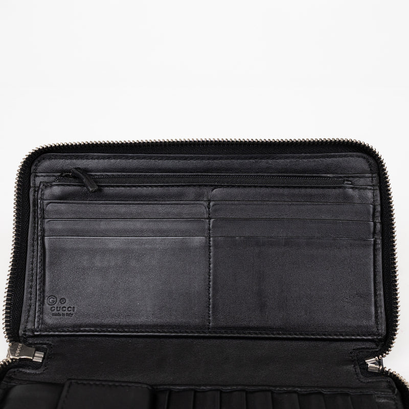 Gucci Guccissima Black Mini GG Logo Zip Around Wallet
