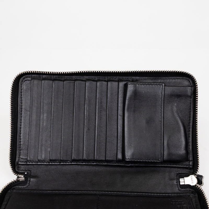 Gucci Guccissima Black Mini GG Logo Zip Around Wallet