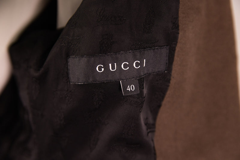 Gucci Brown Belted Center Button Jacket Size S