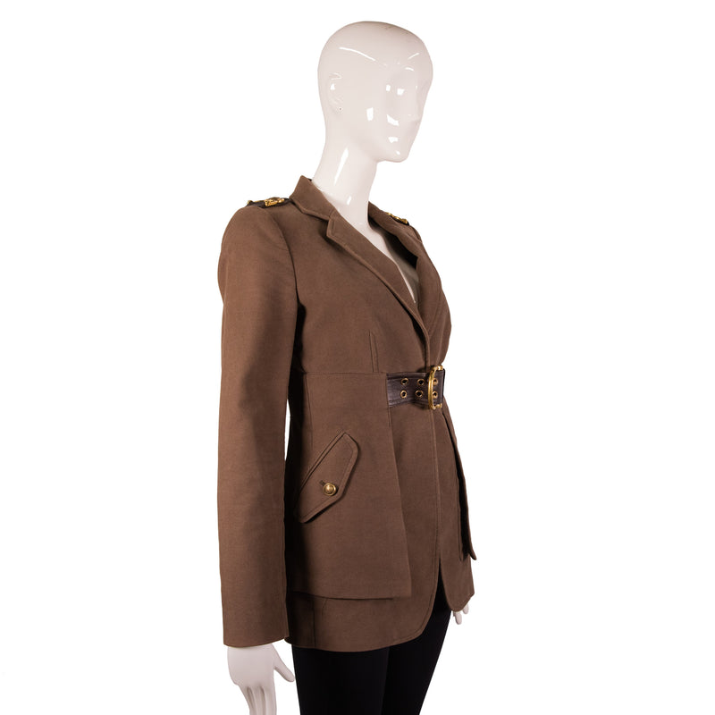 Gucci Brown Belted Center Button Jacket Size S