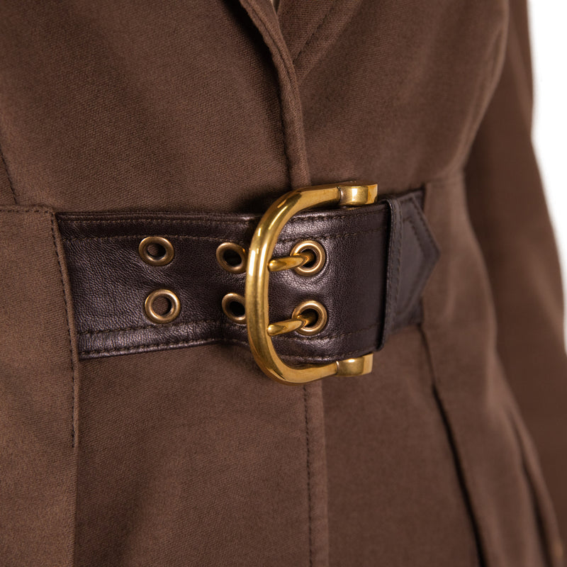 Gucci Brown Belted Center Button Jacket Size S