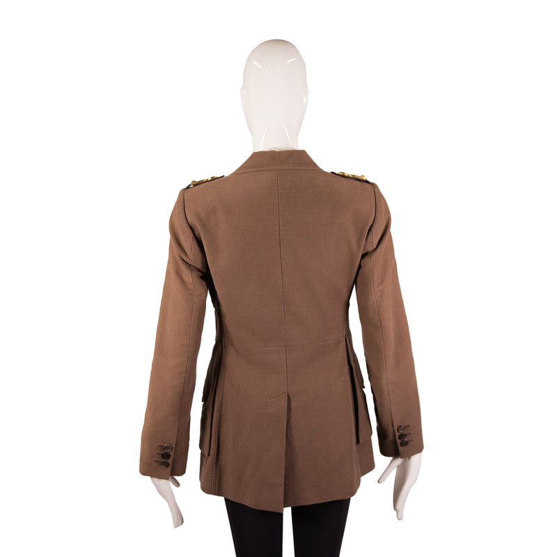 Gucci Brown Belted Center Button Jacket Size S