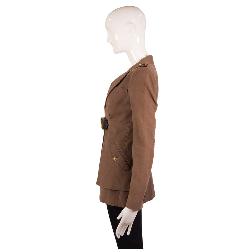 Gucci Brown Belted Center Button Jacket Size S