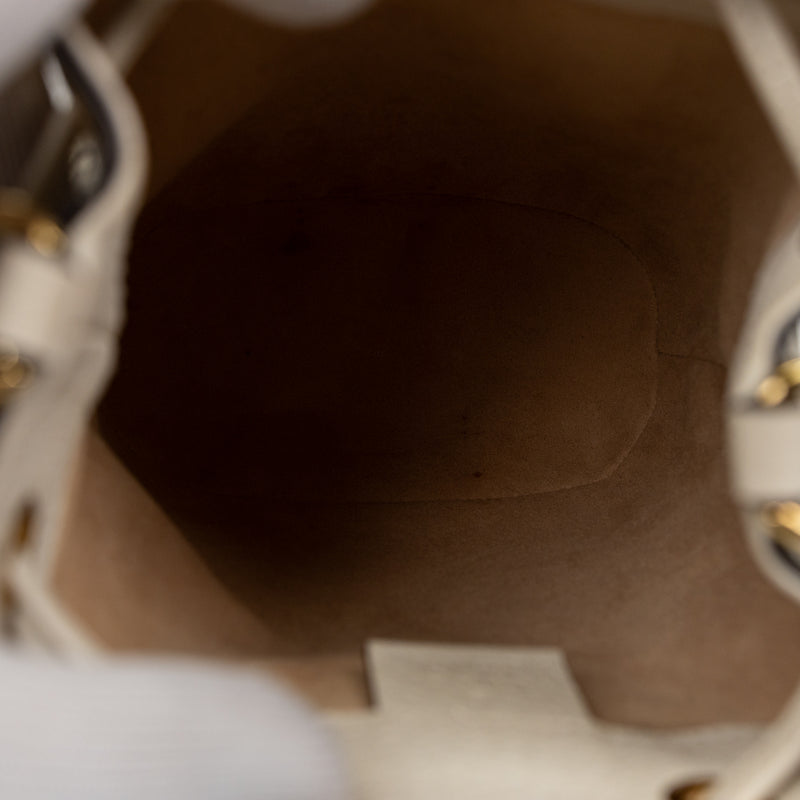 Gucci Brown GG Supreme Mini Drawstring Bag with Red and Blue Web Stripe