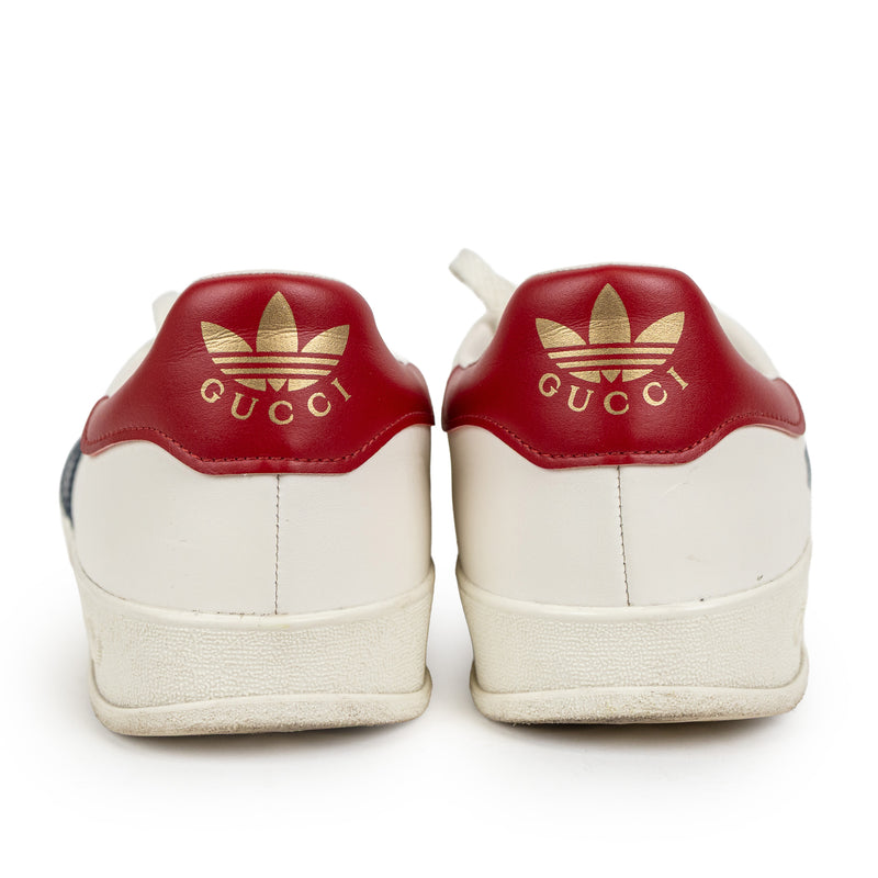 Gucci x Adidas White Red and Navy Blue Gazelle Sneakers Size 11