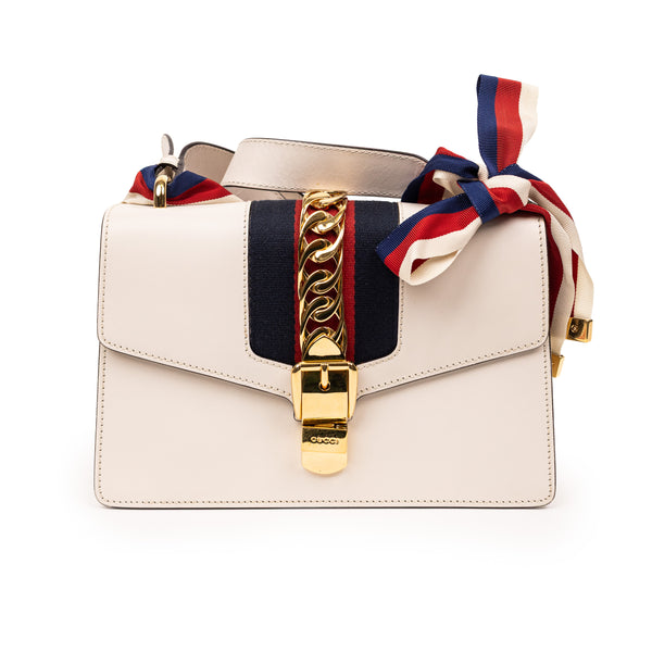 Gucci Off White Cream Leather Sylvie Bag