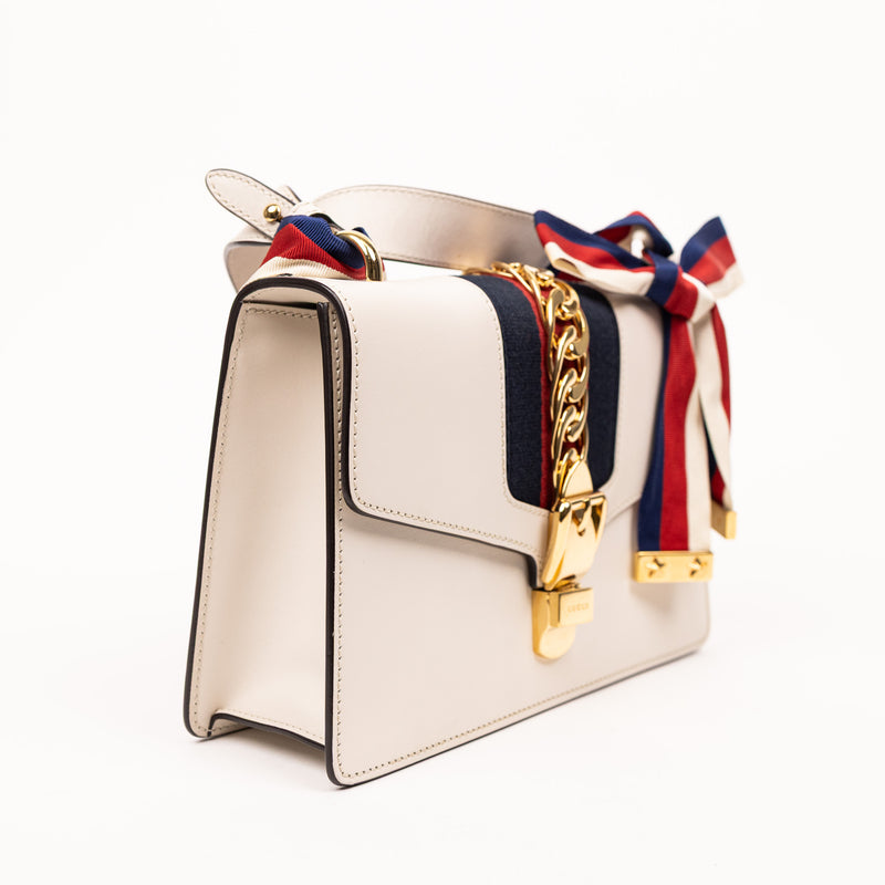 Gucci Off White Cream Leather Sylvie Bag