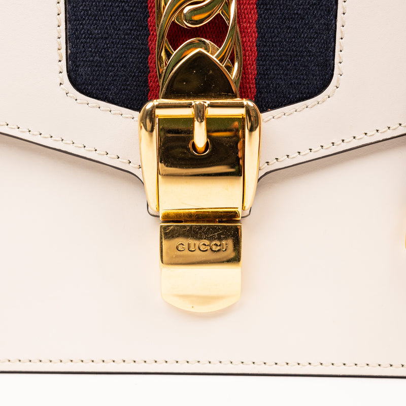Gucci Off White Cream Leather Sylvie Bag