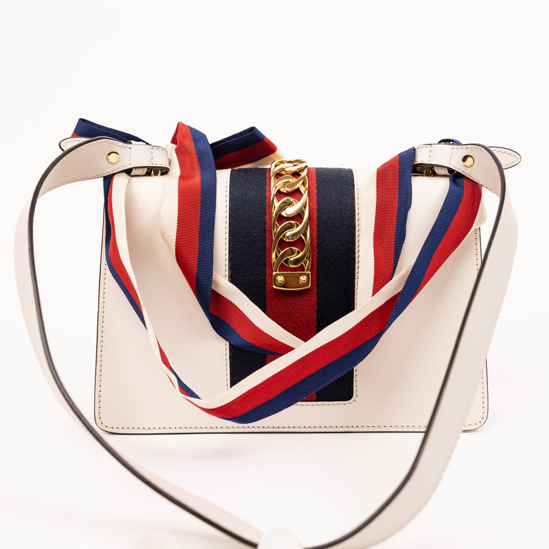 Gucci Off White Cream Leather Sylvie Bag