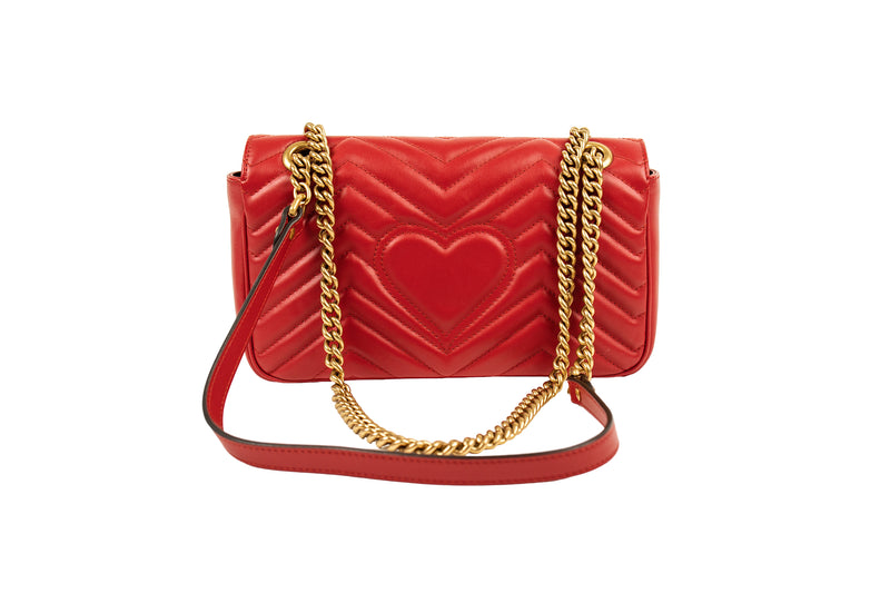 Gucci Red Leather Marmont Gold Hardware Medium Bag – On Que Style