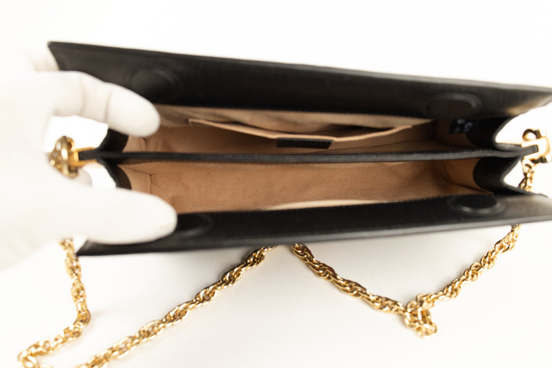 Gucci Black Leather Ophidia Chain Web Bag – On Que Style