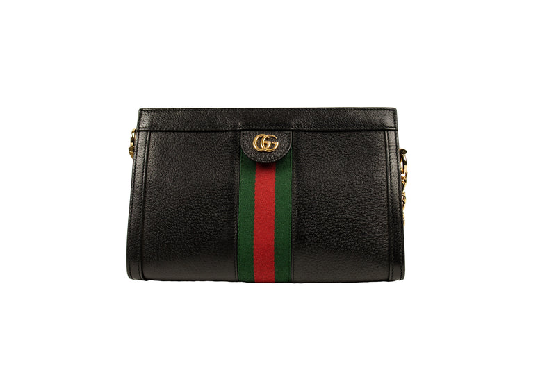 Gucci Black Leather Ophidia Chain Web Bag – On Que Style