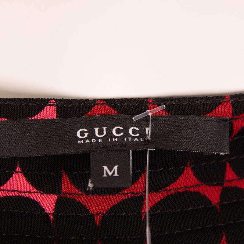 Gucci Black Red Pink Polka Dot Logo Wrap Dress Size M