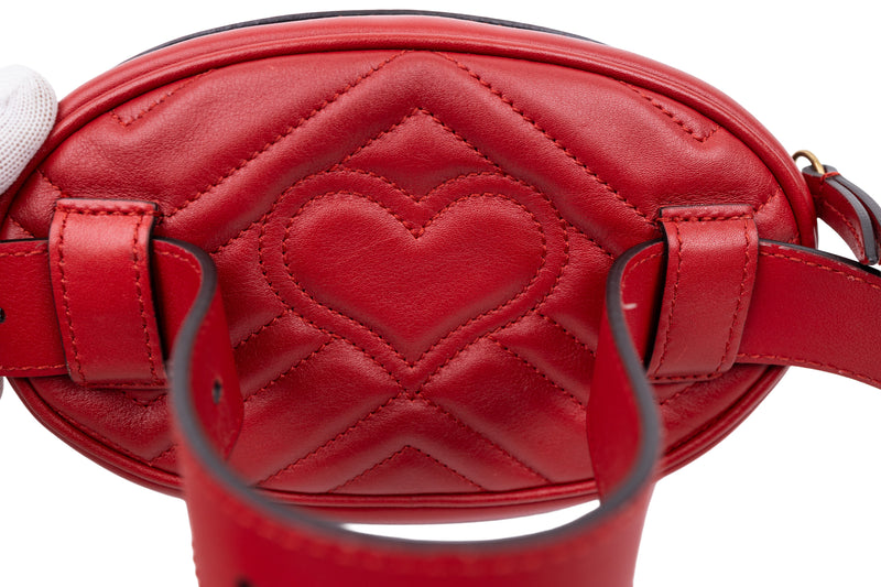 Gucci Red Matelasse Leather Marmont Belt Bag with Gold  display picture 1