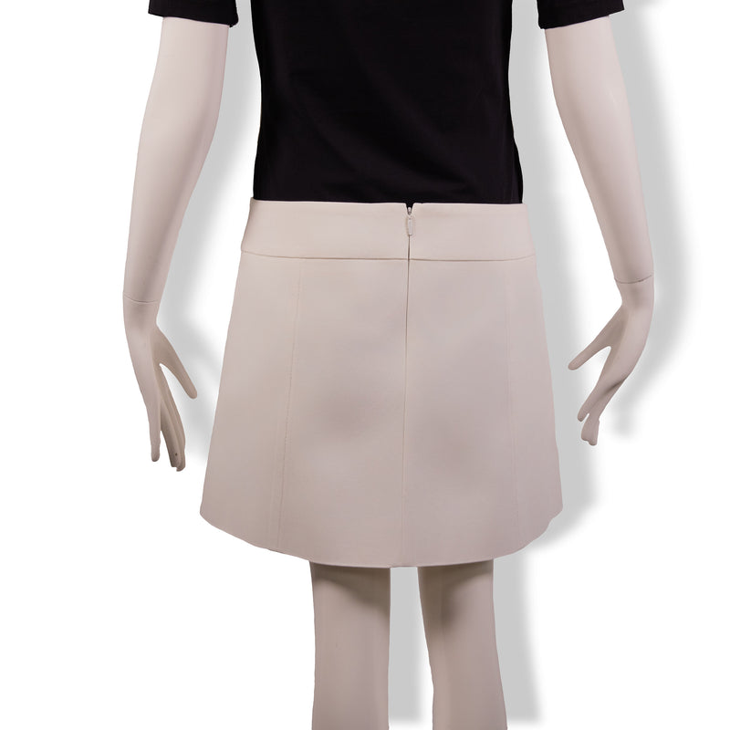 Gucci White Cotton Skirt with Brown Leather Chain Belt Size 44